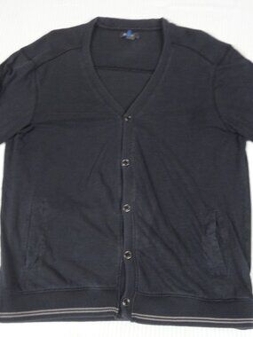 KENNETH COLE REACTION BUTTON DOWN SWEATER DARK BLUE MENS XL SHIRT M42